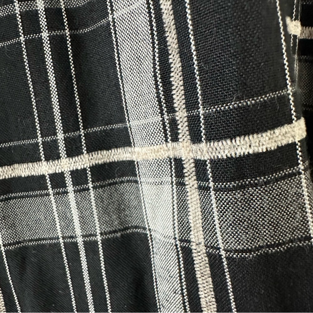 Max Studio Black & White Plaid Button Down Shirt with Ruffle Sleeves, Size Small - Picture 7 of 10